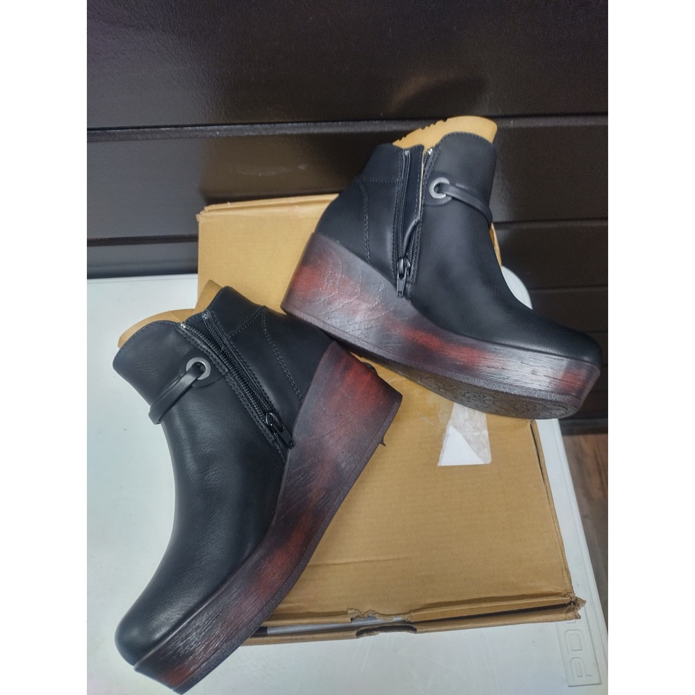 b.o.c. Leonna Black Wedge Ankle Boots Platform Booties BC0039609 Womens 6
